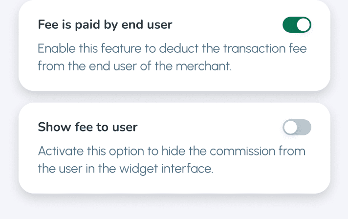 Adjustable fee settings