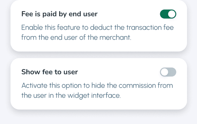 Adjustable fee settings