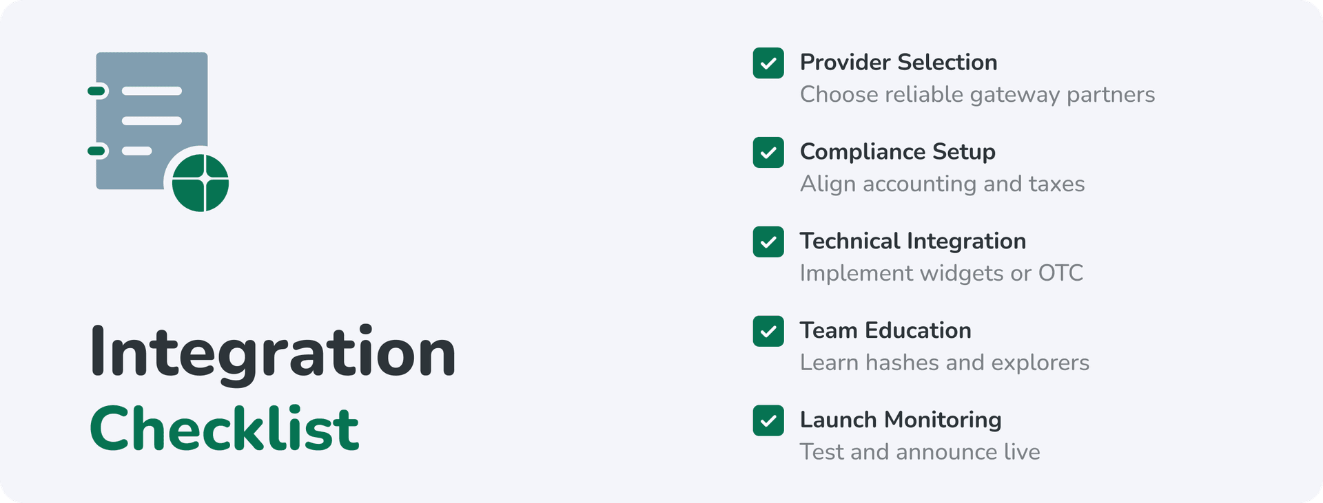 b2b crypto payments integration checklist