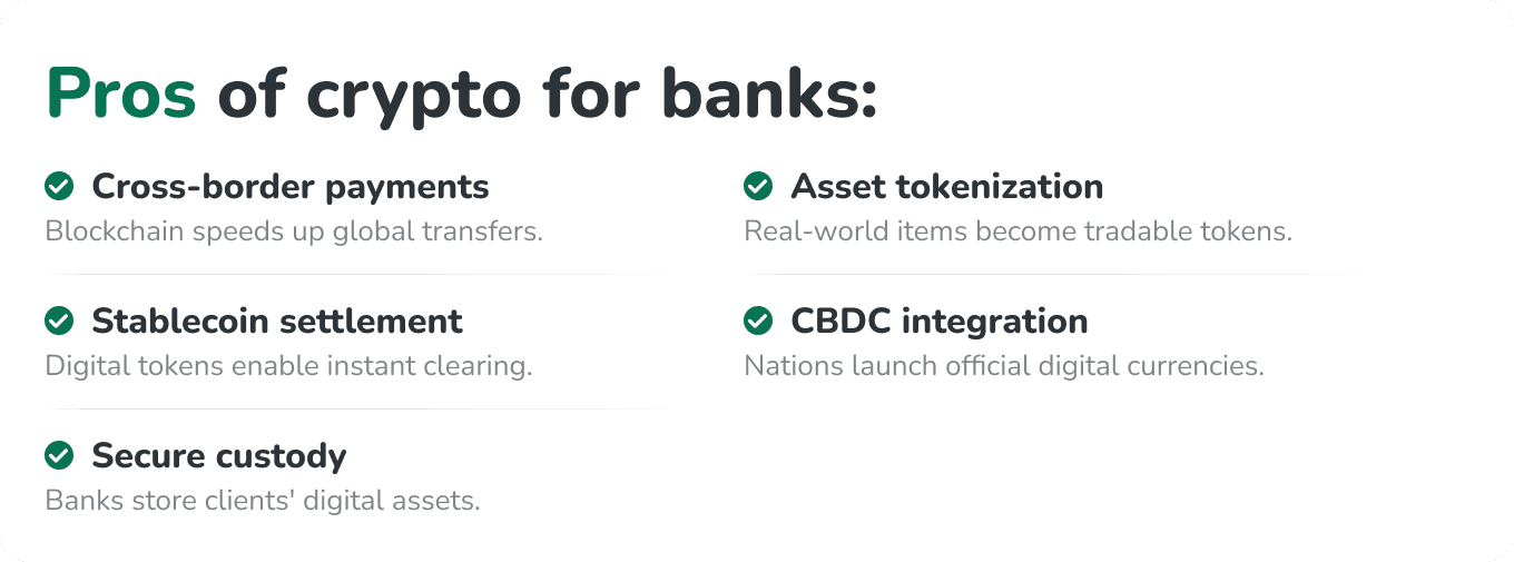 pros of crypto for banks